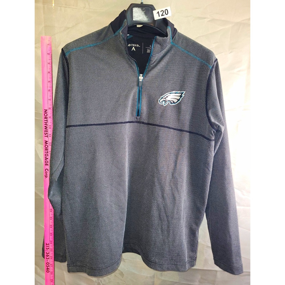 Antigua Philadelphia Eagles Football Gray 1/4 Zip Pullover Jacket Men's L